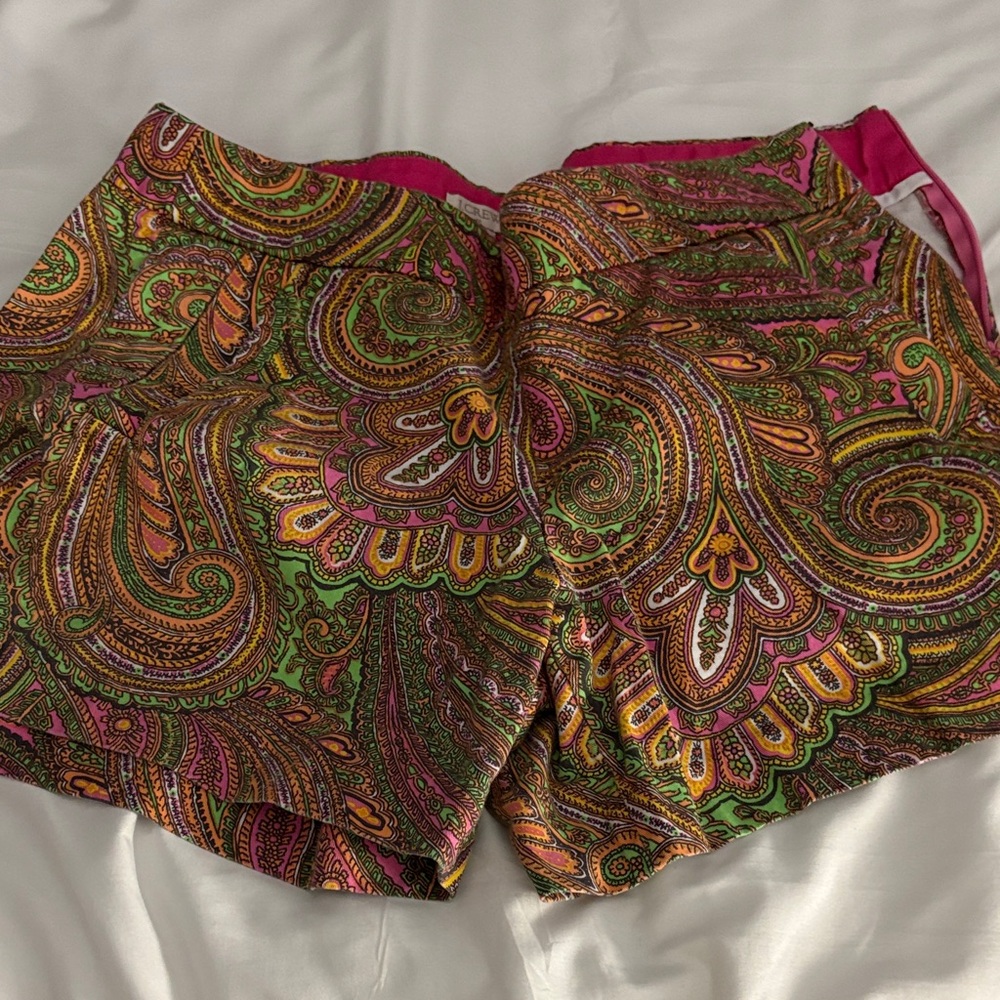 J. Crew Women's Paisley Shorts - Pink, Green, Brown
